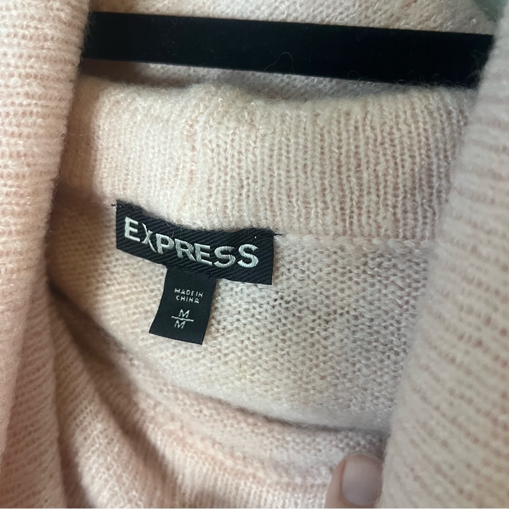 Express Soft Blush Light Pink Cowl Neck Sweater - Picture 4 of 5